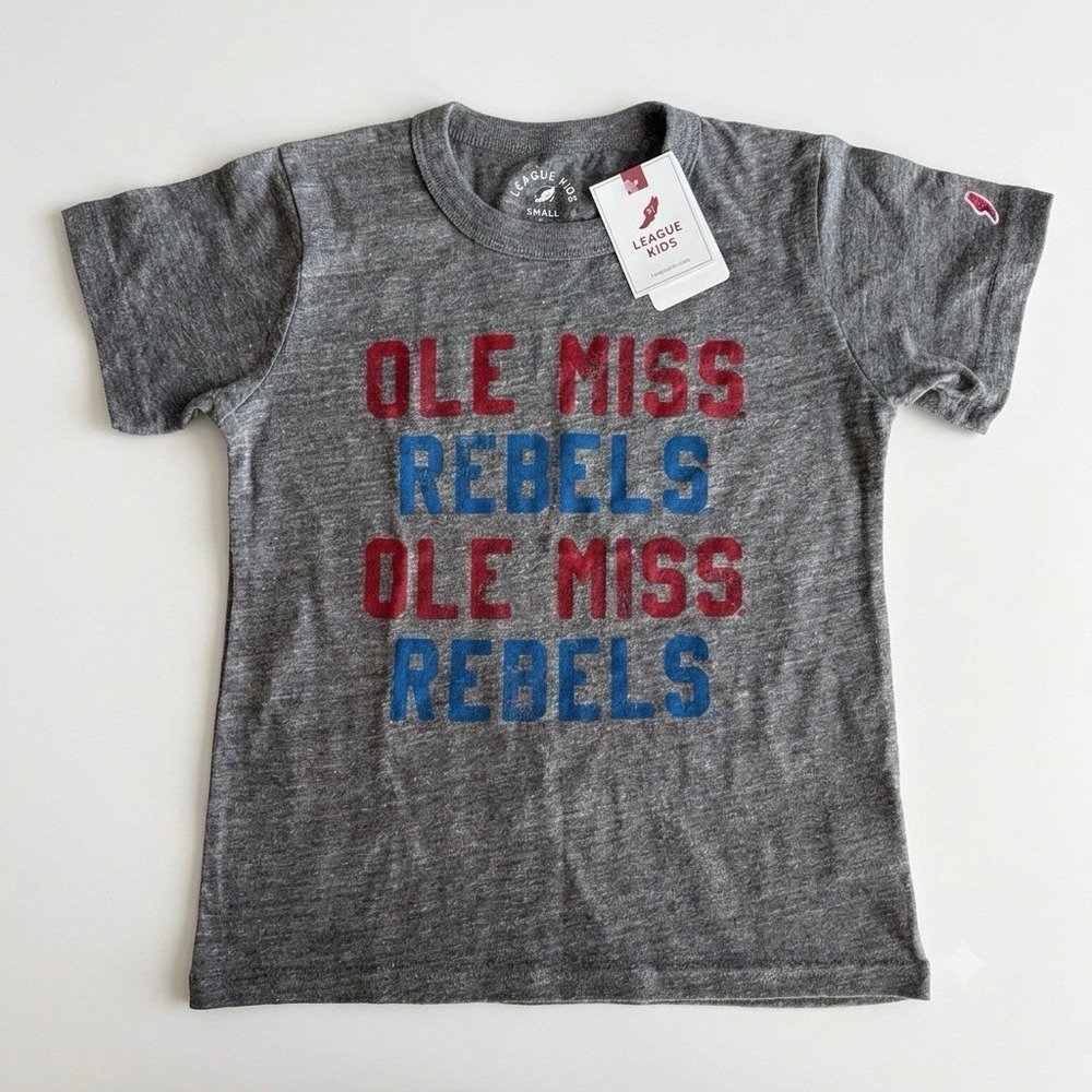 OLE MISS REBELS short Sleeve Kids T-shirt  Small 6-7 Yr Sporty Preppy School NEW